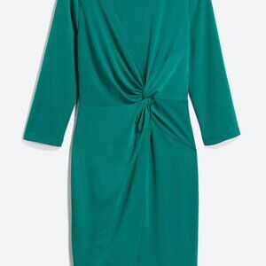 Pixley Teal Twist-Front Long Sleeve Dress